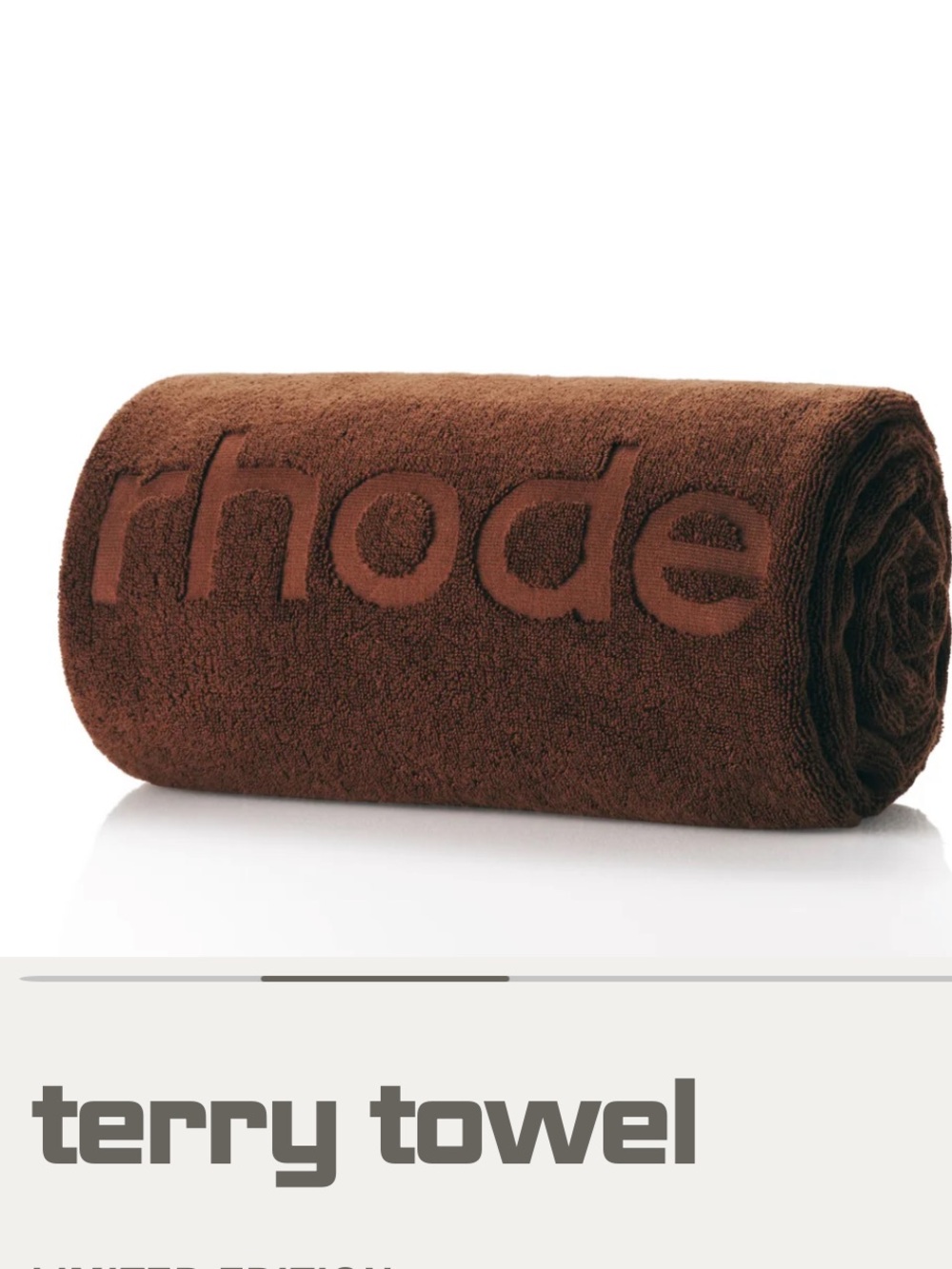 RHODE Brown Embossed Logo Terry Towel